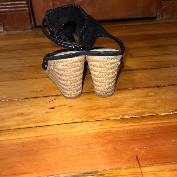 Via Spiga Izett Black Suede Wedge Espadrille Sandal - Size 8.5 - Picture 5 of 6